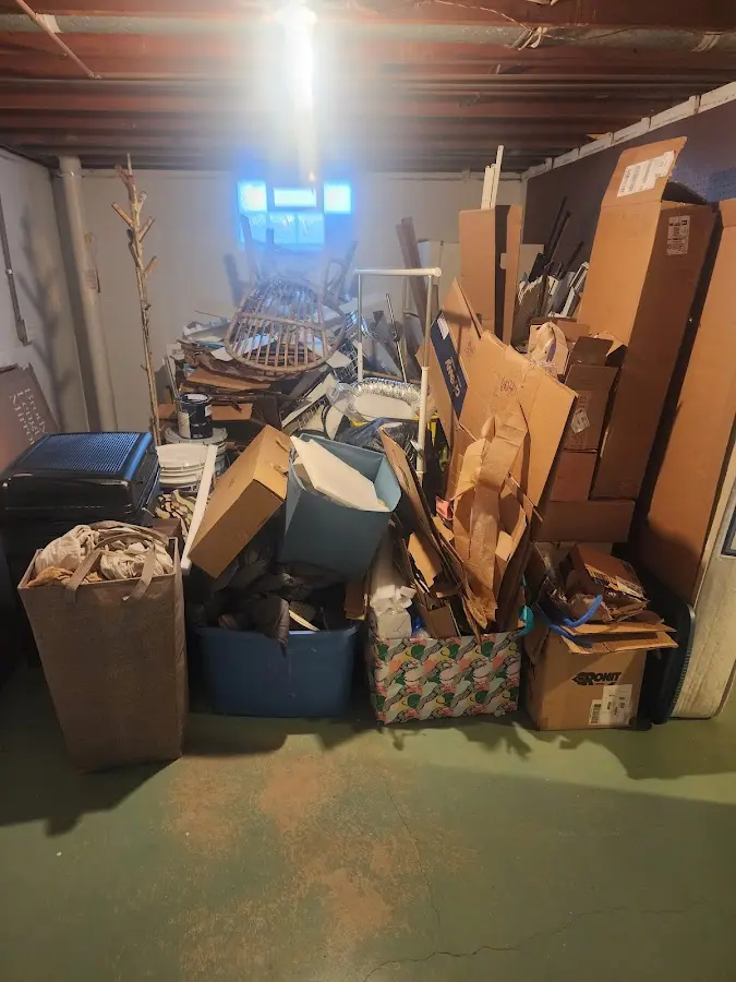 Roll-off dumpster container at job site for 20 Yard Dumpster Rental in Connellsville